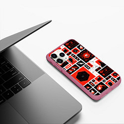 Чехол iPhone 11 Pro матовый Dungeons and dragons pattern, цвет: 3D-малиновый — фото 2