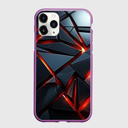 Чехол iPhone 11 Pro матовый Геометрические плиты со светом, цвет: 3D-фиолетовый