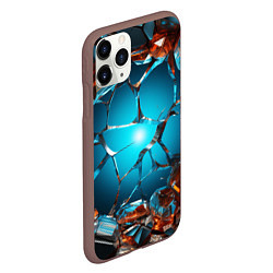 Чехол iPhone 11 Pro матовый Разбитое стекло текстура, цвет: 3D-коричневый — фото 2