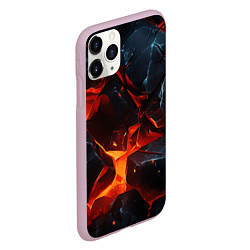 Чехол iPhone 11 Pro матовый Черные камни в огне текстура, цвет: 3D-розовый — фото 2