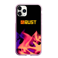 Чехол iPhone 11 Pro матовый RUST neon fire, цвет: 3D-розовый