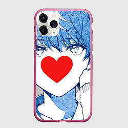 Чехол iPhone 11 Pro матовый Манга a boy love, цвет: 3D-малиновый