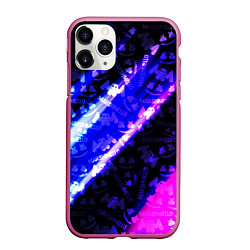 Чехол iPhone 11 Pro матовый Marshmello neon steel, цвет: 3D-малиновый