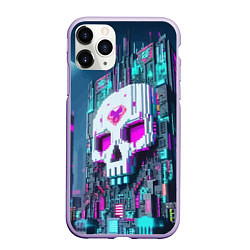 Чехол iPhone 11 Pro матовый Skull Minecraft - ai art fantasy, цвет: 3D-светло-сиреневый