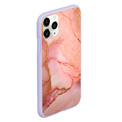 Чехол iPhone 11 Pro матовый Текстура розового мрамора с золотом, цвет: 3D-светло-сиреневый — фото 2