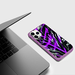 Чехол iPhone 11 Pro матовый Фиолетовая энергетическая абстракция, цвет: 3D-фиолетовый — фото 2