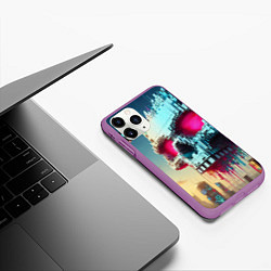 Чехол iPhone 11 Pro матовый Cool pixel skull - ai art fantasy, цвет: 3D-фиолетовый — фото 2