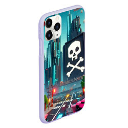 Чехол iPhone 11 Pro матовый Minecraft district with skull - ai art fantasy, цвет: 3D-светло-сиреневый — фото 2