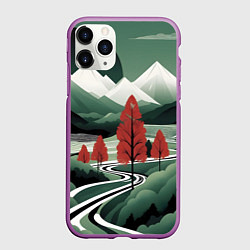 Чехол iPhone 11 Pro матовый Дорога на природу, цвет: 3D-фиолетовый