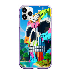 Чехол iPhone 11 Pro матовый Minecraft skull - ai art fantasy, цвет: 3D-светло-сиреневый