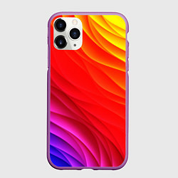 Чехол iPhone 11 Pro матовый Абстрактные волны текстура, цвет: 3D-фиолетовый