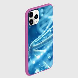 Чехол iPhone 11 Pro матовый Днк в синем свечении, цвет: 3D-фиолетовый — фото 2