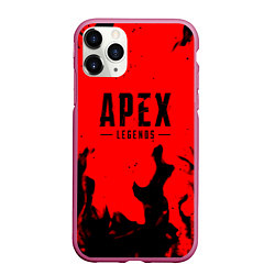 Чехол iPhone 11 Pro матовый Apex legends fire steel, цвет: 3D-малиновый