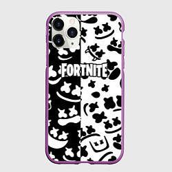 Чехол iPhone 11 Pro матовый Fortnite patten Marshmello, цвет: 3D-фиолетовый