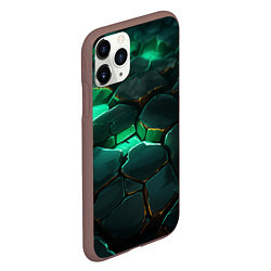 Чехол iPhone 11 Pro матовый Зеленые камни с освещением текстура, цвет: 3D-коричневый — фото 2