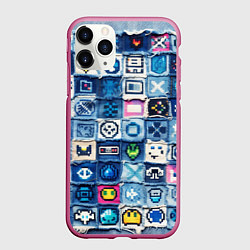 Чехол iPhone 11 Pro матовый Пиксельный пэчворк, цвет: 3D-малиновый