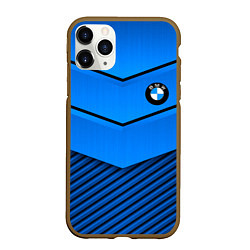 Чехол iPhone 11 Pro матовый BMW geometry blue, цвет: 3D-коричневый