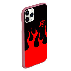 Чехол iPhone 11 Pro матовый Linkin park logo fire, цвет: 3D-малиновый — фото 2