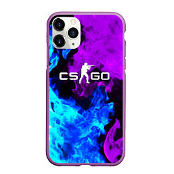 Чехол iPhone 11 Pro матовый CSGO neon flame, цвет: 3D-фиолетовый