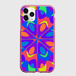 Чехол iPhone 11 Pro матовый Оптический узор красочная мозаика, цвет: 3D-малиновый