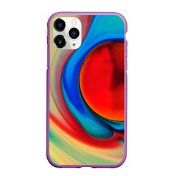 Чехол iPhone 11 Pro матовый Жидкие цветные краски, цвет: 3D-фиолетовый