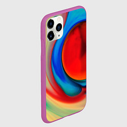 Чехол iPhone 11 Pro матовый Жидкие цветные краски, цвет: 3D-фиолетовый — фото 2