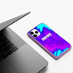 Чехол iPhone 11 Pro матовый Fortnite neon game, цвет: 3D-фиолетовый — фото 2