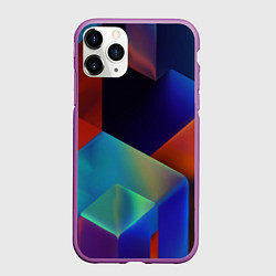 Чехол iPhone 11 Pro матовый Геометрия мозаика, цвет: 3D-фиолетовый