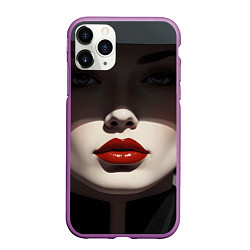 Чехол iPhone 11 Pro матовый Нуар алые губы, цвет: 3D-фиолетовый