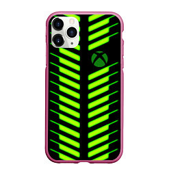 Чехол iPhone 11 Pro матовый Xbox green line, цвет: 3D-малиновый