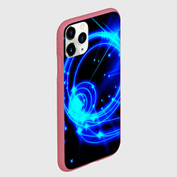 Чехол iPhone 11 Pro матовый Оптические синие волны, цвет: 3D-малиновый — фото 2