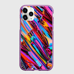 Чехол iPhone 11 Pro матовый Разноцветная фольга, цвет: 3D-фиолетовый