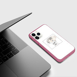 Чехол iPhone 11 Pro матовый 404 error anime tag, цвет: 3D-малиновый — фото 2