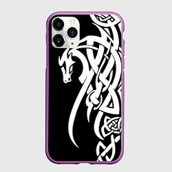 Чехол iPhone 11 Pro матовый Языческий кельтский орнамент тату, цвет: 3D-фиолетовый