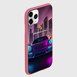 Чехол iPhone 11 Pro матовый Porshe big city, цвет: 3D-малиновый — фото 2