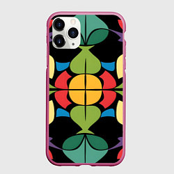 Чехол iPhone 11 Pro матовый Калейдоскоп на темном фоне, цвет: 3D-малиновый