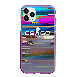 Чехол iPhone 11 Pro матовый CSGO текстура скин, цвет: 3D-фиолетовый