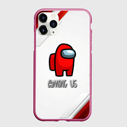 Чехол iPhone 11 Pro матовый Among us game geometry, цвет: 3D-малиновый