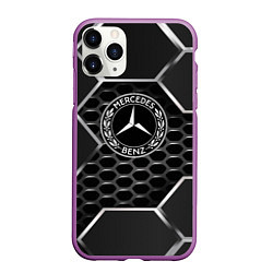 Чехол iPhone 11 Pro матовый Mercedes carbon, цвет: 3D-фиолетовый