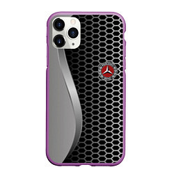 Чехол iPhone 11 Pro матовый Mercedes металическая сетка, цвет: 3D-фиолетовый