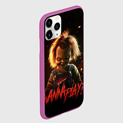 Чехол iPhone 11 Pro матовый Chucky wanna play?, цвет: 3D-фиолетовый — фото 2