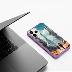 Чехол iPhone 11 Pro матовый Планета фантастика, цвет: 3D-фиолетовый — фото 2