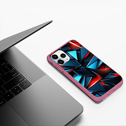 Чехол iPhone 11 Pro матовый Геометрические осколки, цвет: 3D-малиновый — фото 2