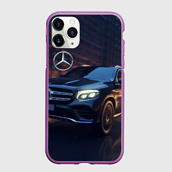 Чехол iPhone 11 Pro матовый Mercedes benz auto, цвет: 3D-фиолетовый