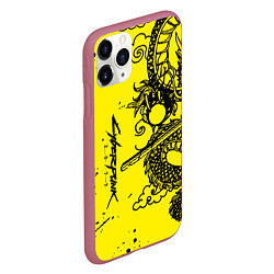 Чехол iPhone 11 Pro матовый Syberpunk dragon tatoo, цвет: 3D-малиновый — фото 2