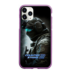 Чехол iPhone 11 Pro матовый Counter strike 2 спецназ, цвет: 3D-фиолетовый