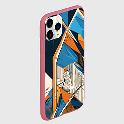 Чехол iPhone 11 Pro матовый Абстракция сине-оранжевая осколки, цвет: 3D-малиновый — фото 2