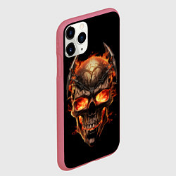 Чехол iPhone 11 Pro матовый Череп в огне, цвет: 3D-малиновый — фото 2