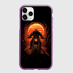 Чехол iPhone 11 Pro матовый Байкер в маске, цвет: 3D-фиолетовый