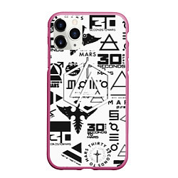 Чехол iPhone 11 Pro матовый Linkin park pattern 30 second to mars, цвет: 3D-малиновый